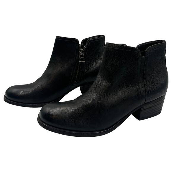 Clarks Maypearl Ramie Side Zip Block Heels Leather Ankle Booties Black Size 6M - Picture 3 of 8